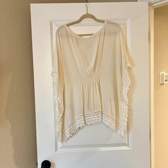 Warehouse White Ivory Crochet Blouse Top Shirt, ASO Kate Middleton - Picture 3 of 6